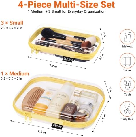 YQBRAO 4-Piece Clear Hard Shell Zipper Case Set, 1M 3S - Image 2