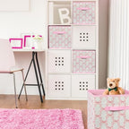6 Pcs Pink Bow Cube Storage Bins 12.5 Inch Storage Basket - Image 6