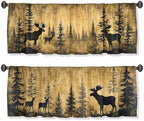 Brown Forest Valance Curtain for Windows 2 Pack Moose Deer Silhouette Retro Rod by Unknown