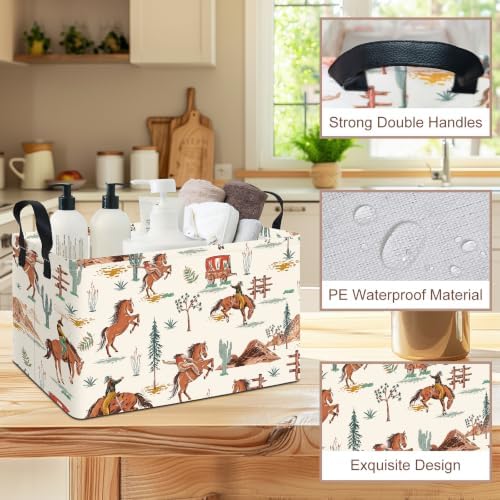 Western Cowboy Fabric Rectangular Nursery Storage Bin - Image 7