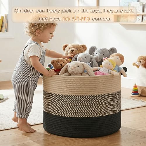 Artfeel 70L Large Cotton Rope Basket, Decorative Woven Blanket Storage - Image 3