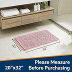 Chenille Bathroom Rug 20"x32" Blush, Non-Slip Plush Bath Mat - Image 2