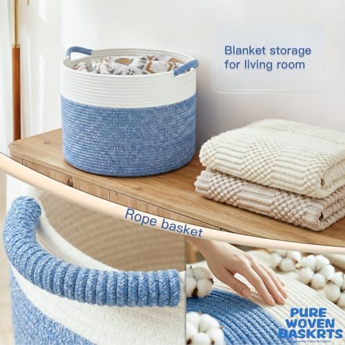 Artfeel 70L Large Cotton Rope Basket, Decorative Woven Blanket Storage - Image 5