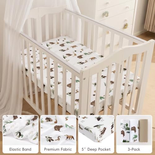 david's kids 3 Pack Mini Crib Sheets, Soft Breathable Premium Pack N Play Sheets - Image 4