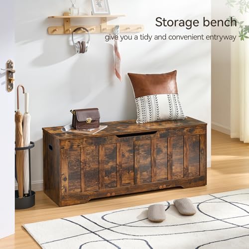 VANKILEY 47.2" Storage Chest Extra Large, Wooden Storage Bench, Rustic Brown - Image 4