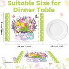 Spring Placemats Set of 6 Tulip Vase Plastic Table Mat 17×13×0.04in - Image 2