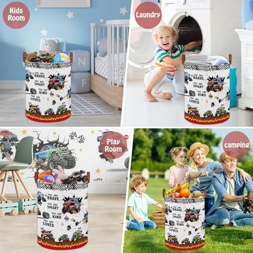 Monster Trucks Laundry Hamper Basket Kid Gift Toy Bin Empty Car Nursery Decor - Image 6