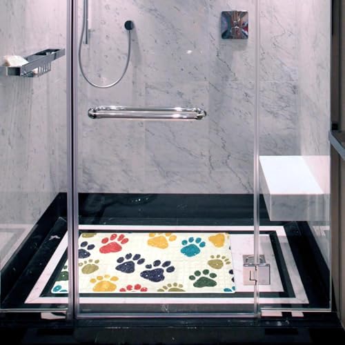 Shower Mat Non Slip 26.8 x 15.1 Inches, Dog Paws Bathtub Mat Shower Stall Mats - Image 6
