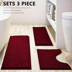 Bathroom Rugs Chenille 3-Piece Extra Soft and Absorbent Shag Bathroom Rugs - Image 3