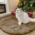 OLANLY Taupe Round Rugs for Bedroom by OLANLY