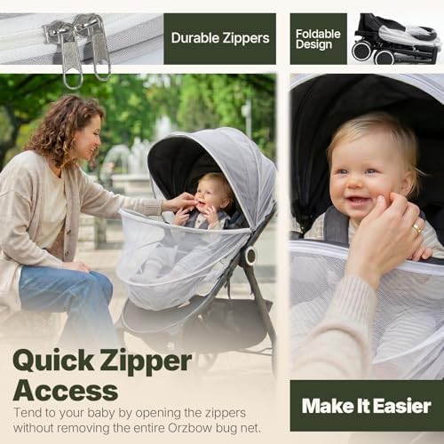 Orzbow Baby Mosquito Net for Stroller, Universal Fit, Breathable - Image 2