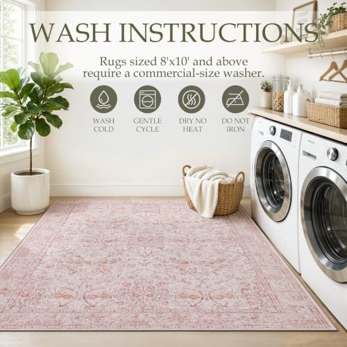 JOLLYVOGUE 5x7 Area Rugs for Living Room, Vintage Washable Rug - Image 7