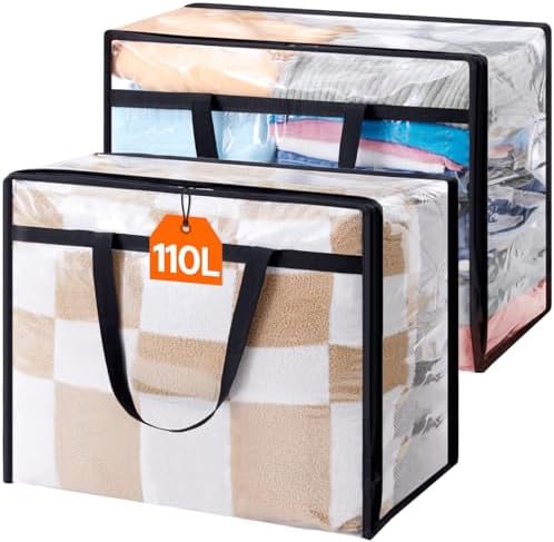 Lifewit 2 Pack Clear Clothes Storage Bags, 110L Plastic Blanket Storage Bag by Lifewit