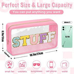 Chenille Letter Clear Makeup Bags Stuff Pouch, Preppy Patch Makeup Bag - Image 2