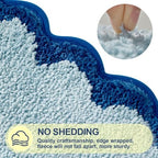 ORTIGIA Cute Blue Coquette Bow Bath Mat, Fun Plush Microfiber Scallop Bathroom - Image 5