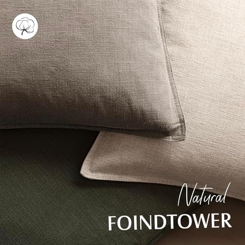 Foindtower Linen Solid Decorative Throw Pillow Covers 16x16 Inch Brown Tan - Image 4