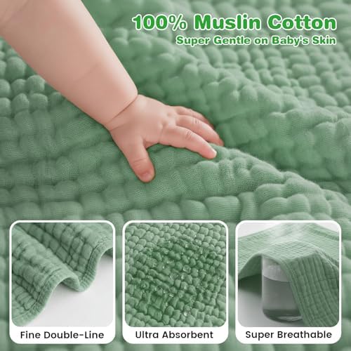Muslin Hooded Baby Towels 2 Pack, 100% Cotton Baby Bath Towels - Image 3