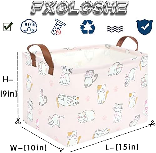 FXOLCSHE Rectangular Pink Cat Baskets, Cute Storage Basket Bin, Empty - Image 5