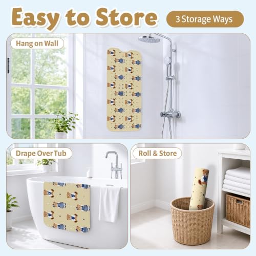Teddy Island Bath Mat for Tub Non Slip Kids Bathtub Mat 40x16 Baby Bath Mat - Image 5