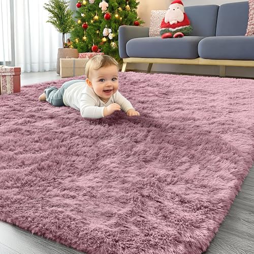OLANLY Area Rugs for Living Room Bedroom, Machine Washable 4x5.9 ft Soft Fluffy by OLANLY