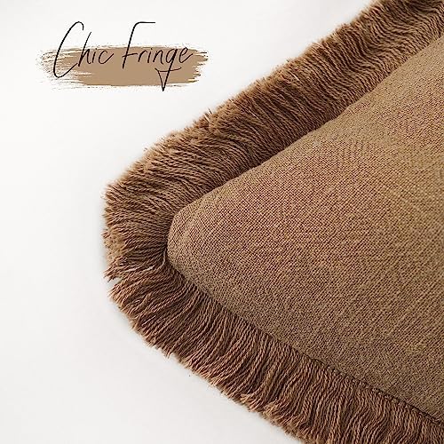 Foindtower Decorative Linen Fringe Throw Pillow Covers Cozy Boho Farmhouse - Image 4