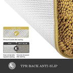 Yeaban Chenille Mustard Bathroom Rug 36"x60", Non-Slip Rubber Backing - Image 3