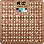 GORILLA GRIP Square Shower Stall Mat, Bathtub Floor Mat, 21x21 Brown by GorillaGrip