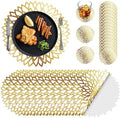 Geosar 200 Pcs Gold Round Disposable Paper Placemats Set 13 Inch by Geosar