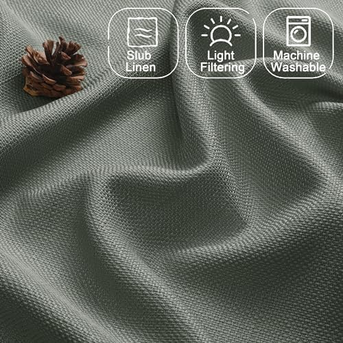 Chyhomenyc Olive Green Valance for Windows, Light Filtering Faux Linen Solid - Image 3