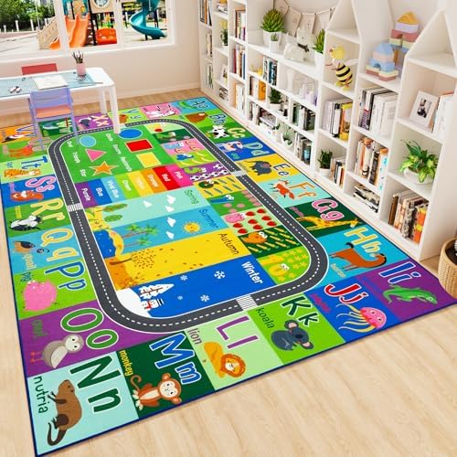 HOMORE Kids Educational Rug, 6x9 Green Kids Area Rug - Image 3