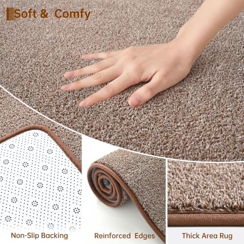 Keeko Round Area Rug 5ft for Living Room Bedroom, Soft Washable Circle Rug - Image 2