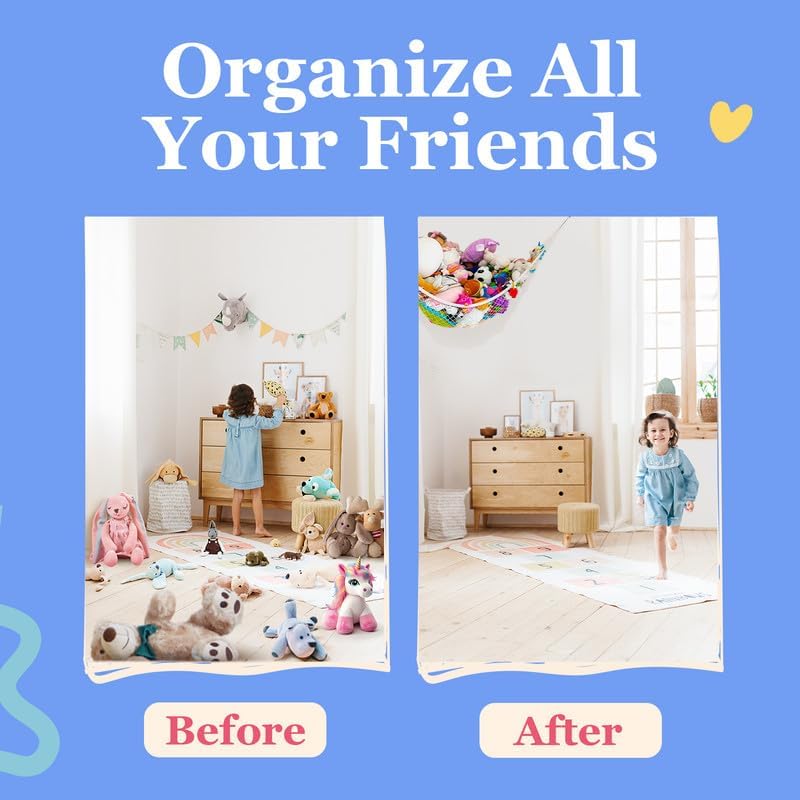 Large Stuffed Animal Storage Hammock 2 Pack | Holds 12 lbs | Corner Stuffed - Image 4