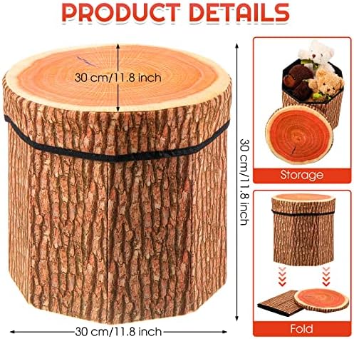 Amylove 3 Pack Tree Stump Stool Toy Storage Ottoman 12 Inch - Image 3