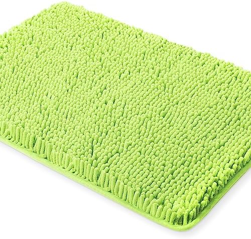 Yeaban Chenille Apple Green Bathroom Rug 17"x24", Non-Slip Rubber Backing by Yeaban
