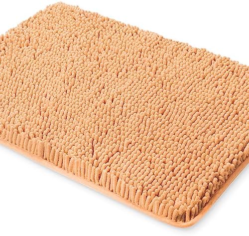 Yeaban Chenille Peach Bathroom Rug 26"x44", Non-Slip Rubber Backing by Yeaban