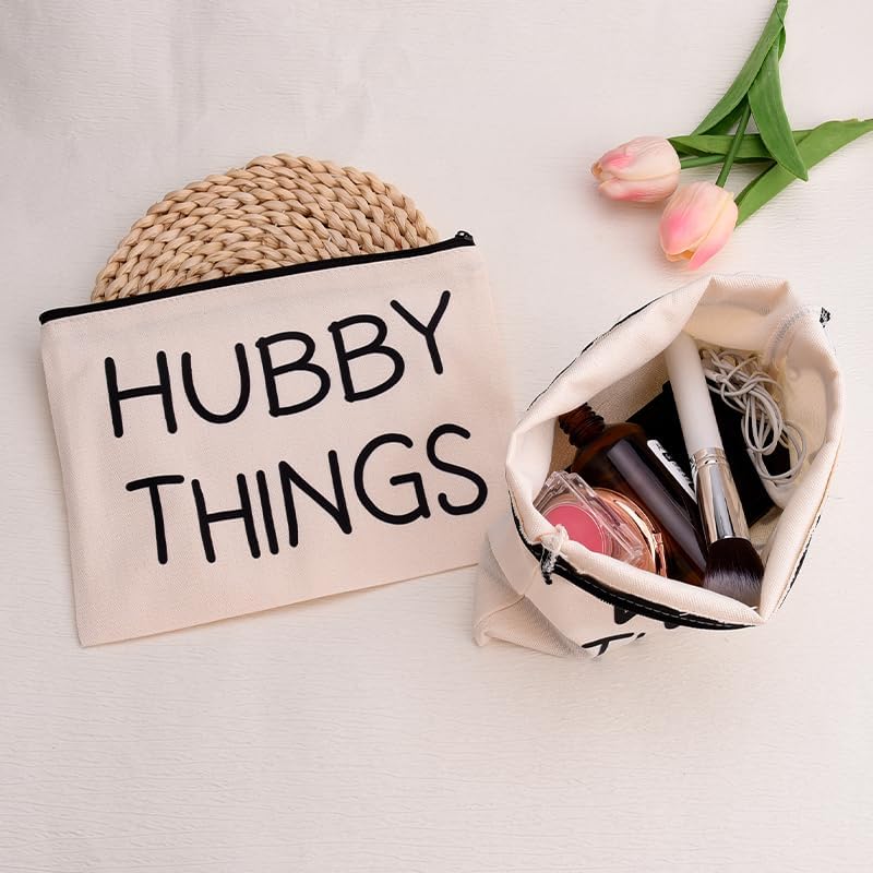 Wifey Hubby Things Cosmetic Makeup Storage Bags 2 Pcs - Image 7