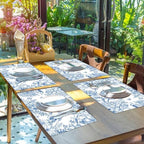 Blue Floral Placemats Set of 6 Flower Bird Plastic Table Mats Seasonal Spring - Image 6