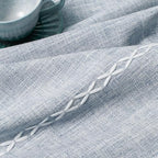 MitoVilla Blue Boho Linen Bedroom Curtains 84 Inch Length 2 Panels Set - Image 4