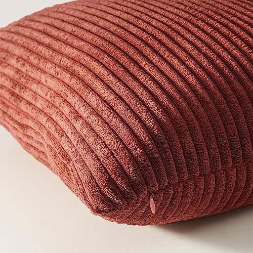 Topfinel Fall Burnt Orange Throw Pillow Covers 16x16 Set of 4, Corduroy Striped - Image 2