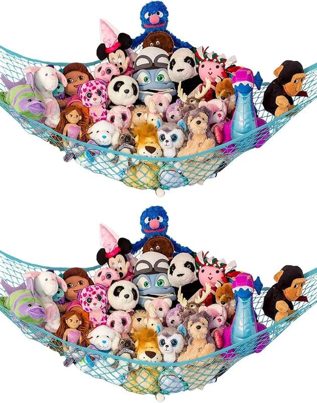 Extra Large Stuffed Animal Storage Hammock 2 Pack | Holds 12 lbs | Corner by LillysLove