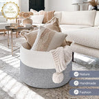 INDRESSME XXXLarge Woven Rope Blanket Basket Living Room Navy - Image 6