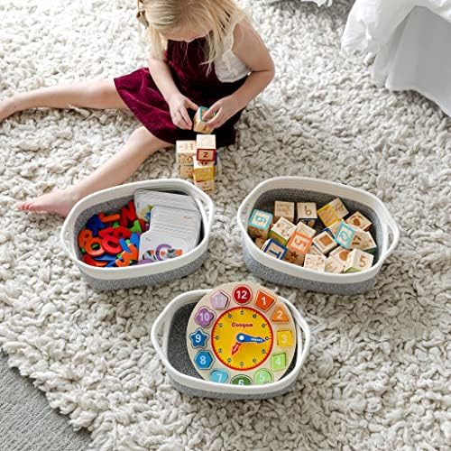 NaturalCozy 5-Piece Rectangle Storage Basket Set- Natural Cotton Rope Woven - Image 5