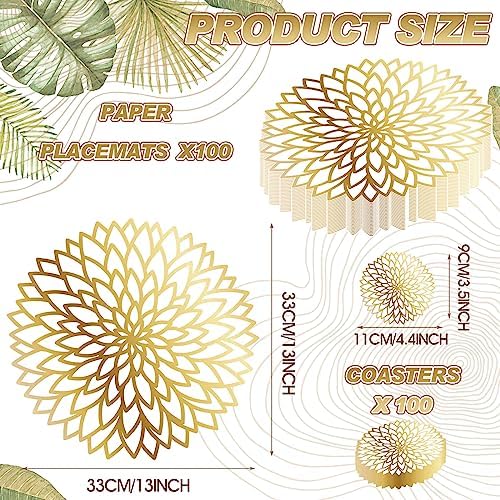 Geosar 200 Pcs Gold Round Disposable Paper Placemats Set 13 Inch - Image 4