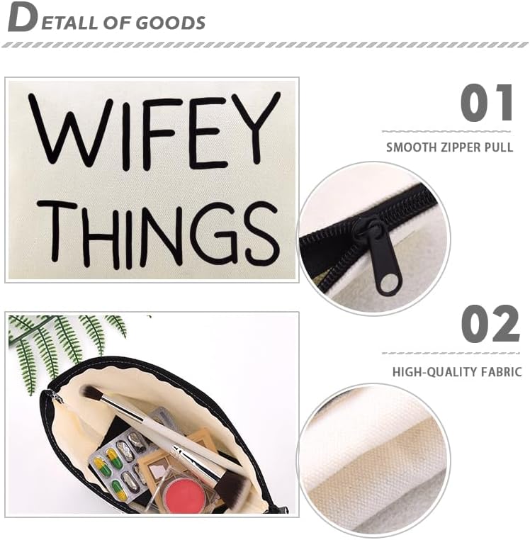 Wifey Hubby Things Cosmetic Makeup Storage Bags 2 Pcs - Image 5