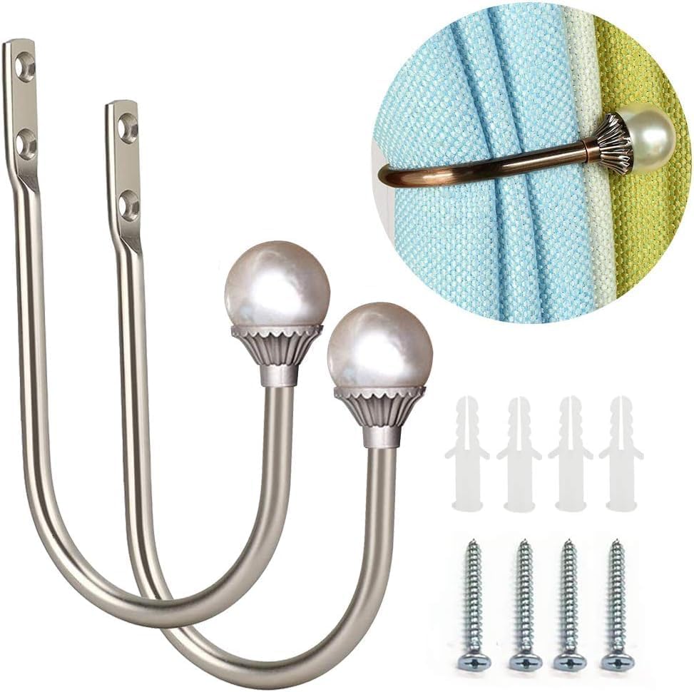 COCIVIVRE 2 Pack Curtain Holdbacks Wall Mounted Curtain Tiebacks Hooks Plastic by COCIVIVRE