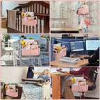 Bedside Caddy Organizer 5 Pockets 4 Hooks Bunk Bed 2Pack Pink - Image 5