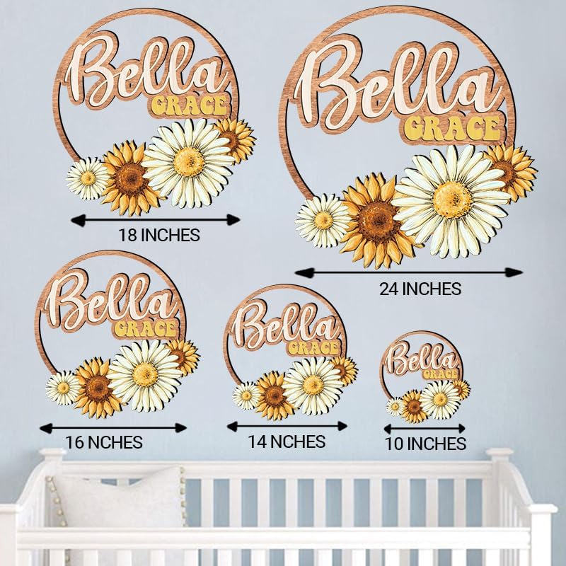 Custom wooden nursery name sign, Boho nursery wood 2 layer, Floral nursery name - Image 6