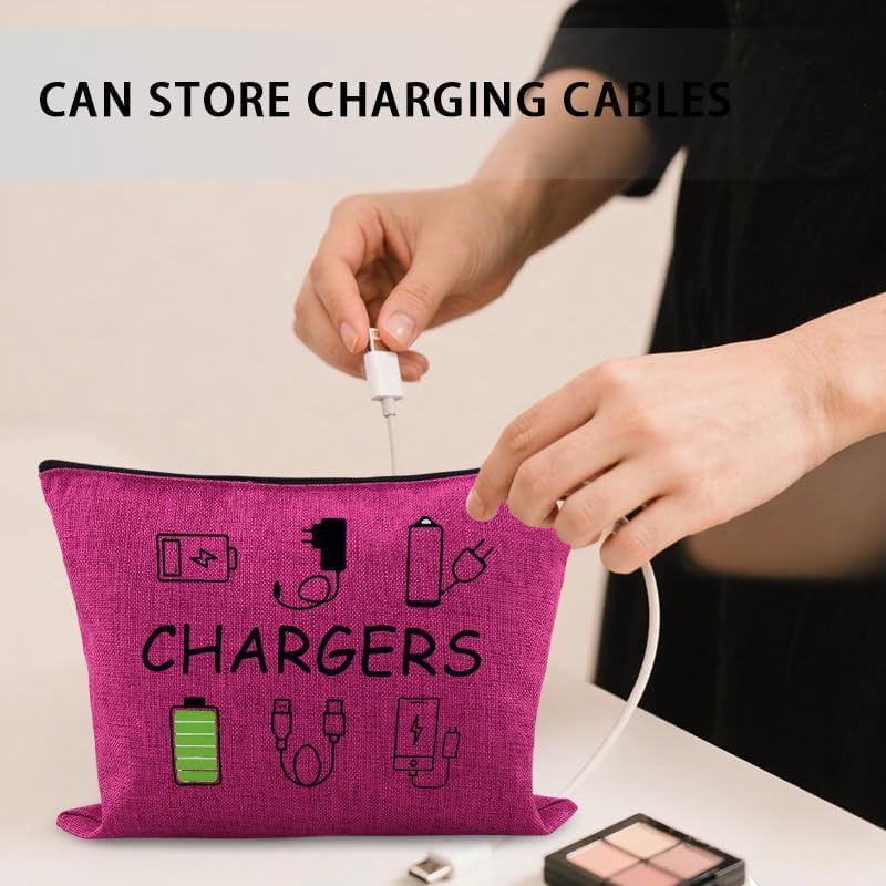 Charger Storage Bag Travel Organizer Pink - Image 4