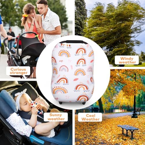 Rquite 4-in-1 Baby Car Seat Canopy, Stretchy Nursing Breastfeeding Cover - Image 6