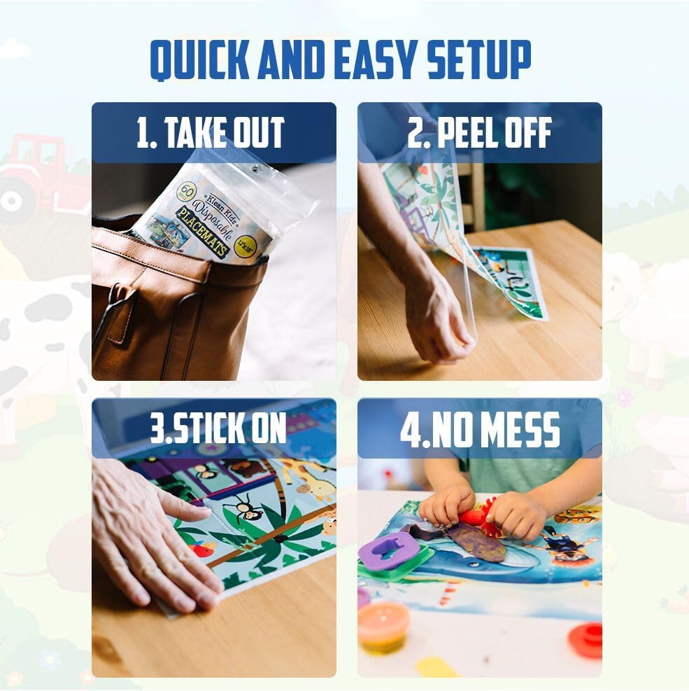 40 Pack Disposable Placemats for Baby, 3 Design Pack Baby Eating Mat, Toddler - Image 5